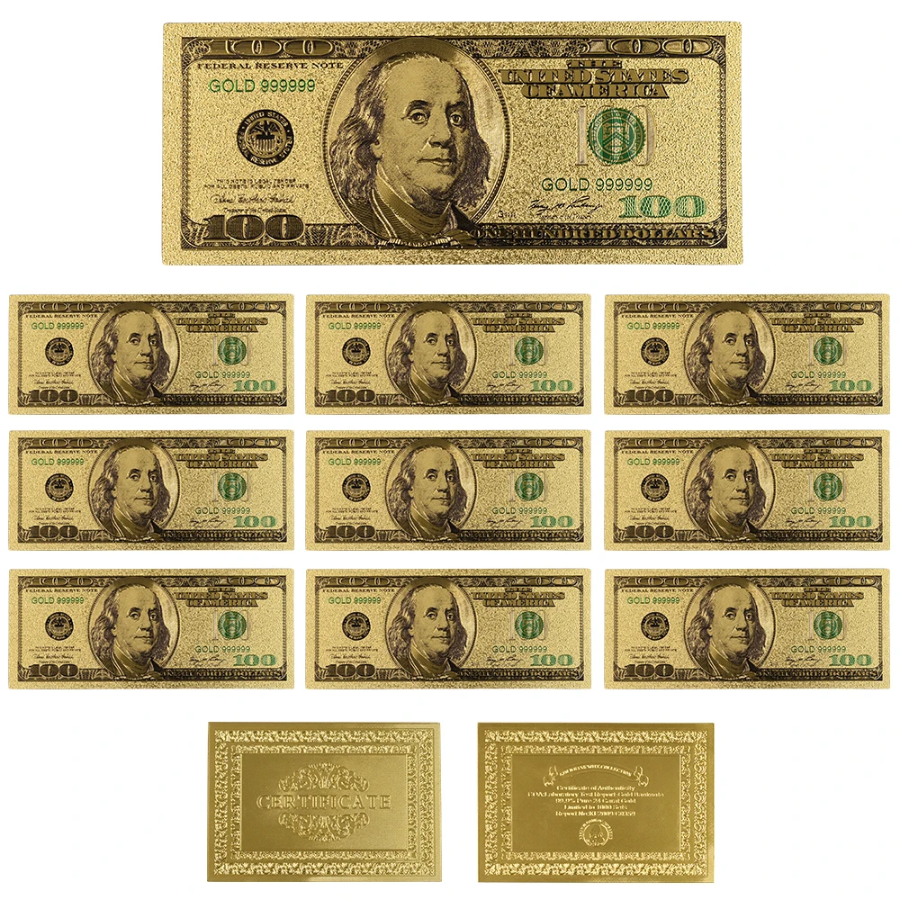 style 10 1928 год цветная Золотая банкнота 50 долларов США 24k Золотая фольга бумажные деньги уникальный сувенир подарки размер банкноты 10 шт - Цвет: style 10