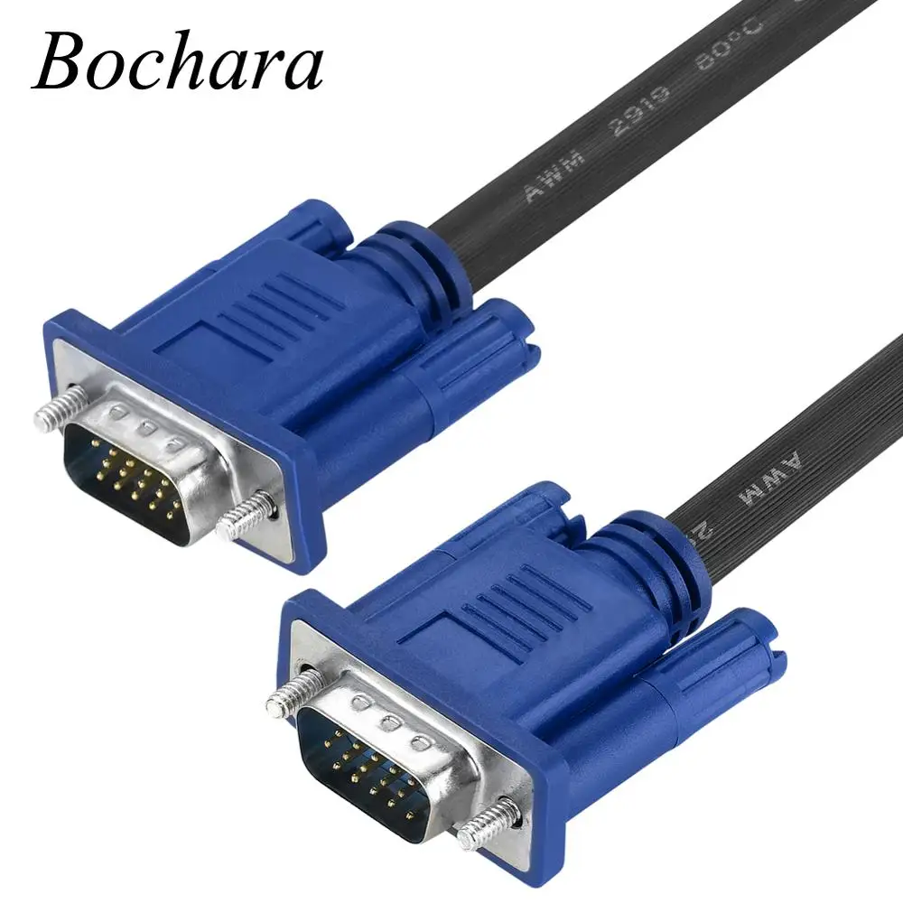 Bochara VGA кабель со штыревыми соединителями на обоих концах для подключения 3 + 6 HD 15PIN