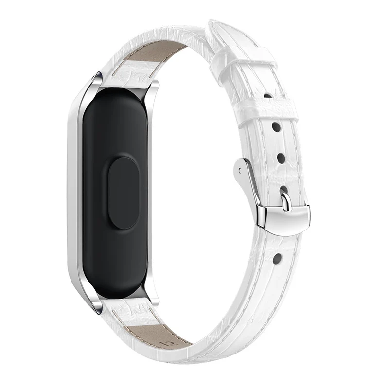 Кожаный браслет сменный Браслет+ металлический корпус для mi llet mi-band 4 браслета mi llet 3 из крокодиловой кожи+ ремешок в рамке