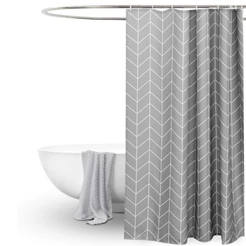 

Fashion Drape Durable Anti Mold Home Extra Long Geometric Pattern PEVA Bathroom Supplies Bath Striped Shower Curtain Soft