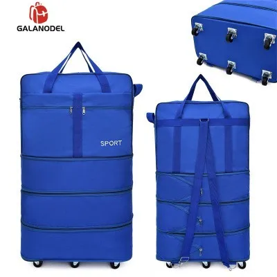 Багаж проверяется за рубежом обучения на открытом воздухе универсальное колесо для ходьбы Складная багажная сумка для хранения мобильных телефонов рюкзак на колесиках - Цвет: blue Backpack