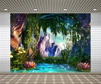 

Lyavshi Photographic Backdrop EBeautiful Landscape with Mountains Lake and Trees Photocall Photo Studio Photography Background