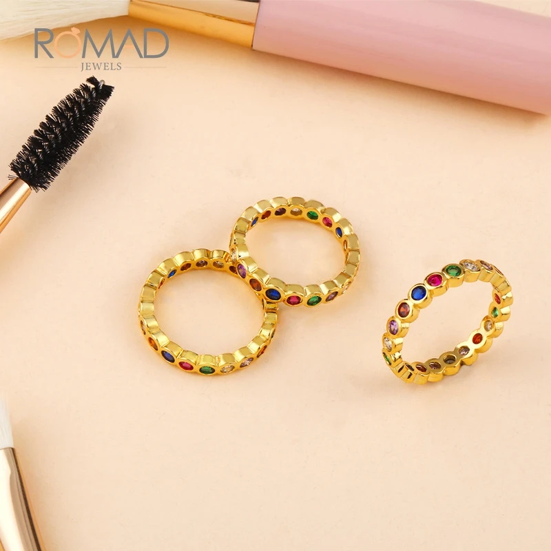 Модные разноцветные кольца с кристаллами для женщин Очаровательные Круглые Кольца с милым радужным кубическим цирконием кольца, свадебные украшения подарки Anillos 4