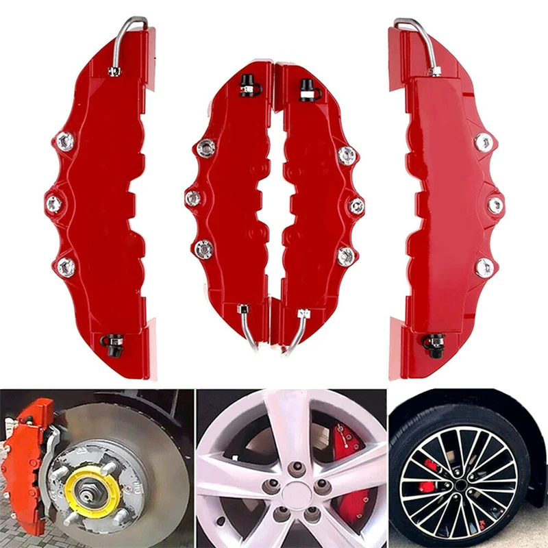3D Car Truck Red Disc Brake Caliper Covers Auto Universal Front & Rear Wheels Brake Caliper Kit