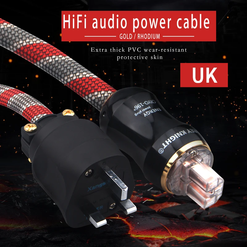 Grey Knight Audiophile Hi-End Placcato Oro/Rodiato Uk Single Crystal Copper Occ Hifi Audio Cavo Di Alimentazione Amplificatore Di Potenza