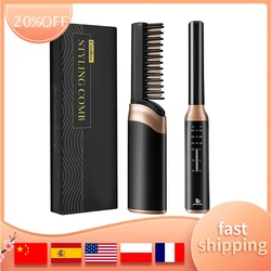 Cordless Hair Straightener Brush Electric Hot Hair Straightening Brush For Travel Home Styling Rechargeable 15s Fast Heating