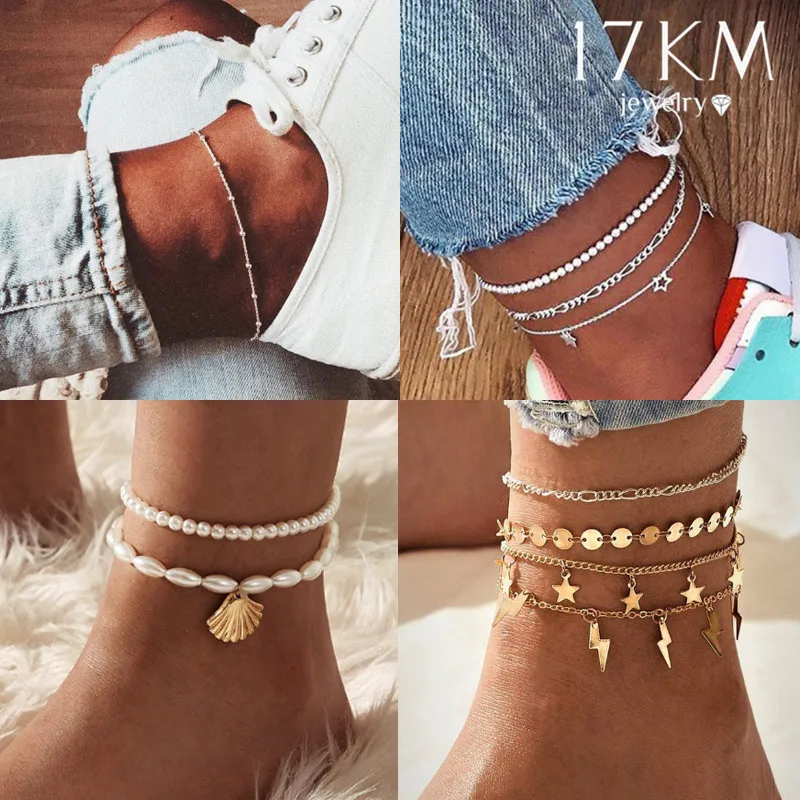 17KM Bohemian Crystal Shell Anklets for Women Colorful Stone Anklet Multilayer Foot Bracelet on Leg Beach Turtle Anklet Jewelry 17KM Bohemian Crystal Shell Anklets for Women Colorful Stone Anklet Multilayer Foot Bracelet on Leg Beach Turtle Anklet Jewelry