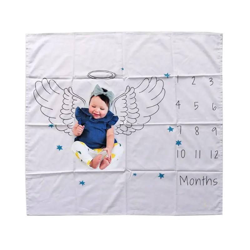 

Newborn Baby Blanket Photos Background Photography Monthly Growth Milestone Numbers Props Stroller Cover