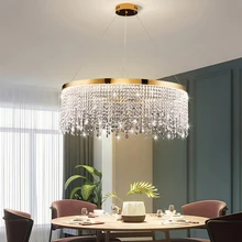 

Artpad Nordic Crystal Chandelier Modern Luxury Round Ceiling Hanging Lamp Kitchen Living Room LED Lustre Lighting Fixtures
