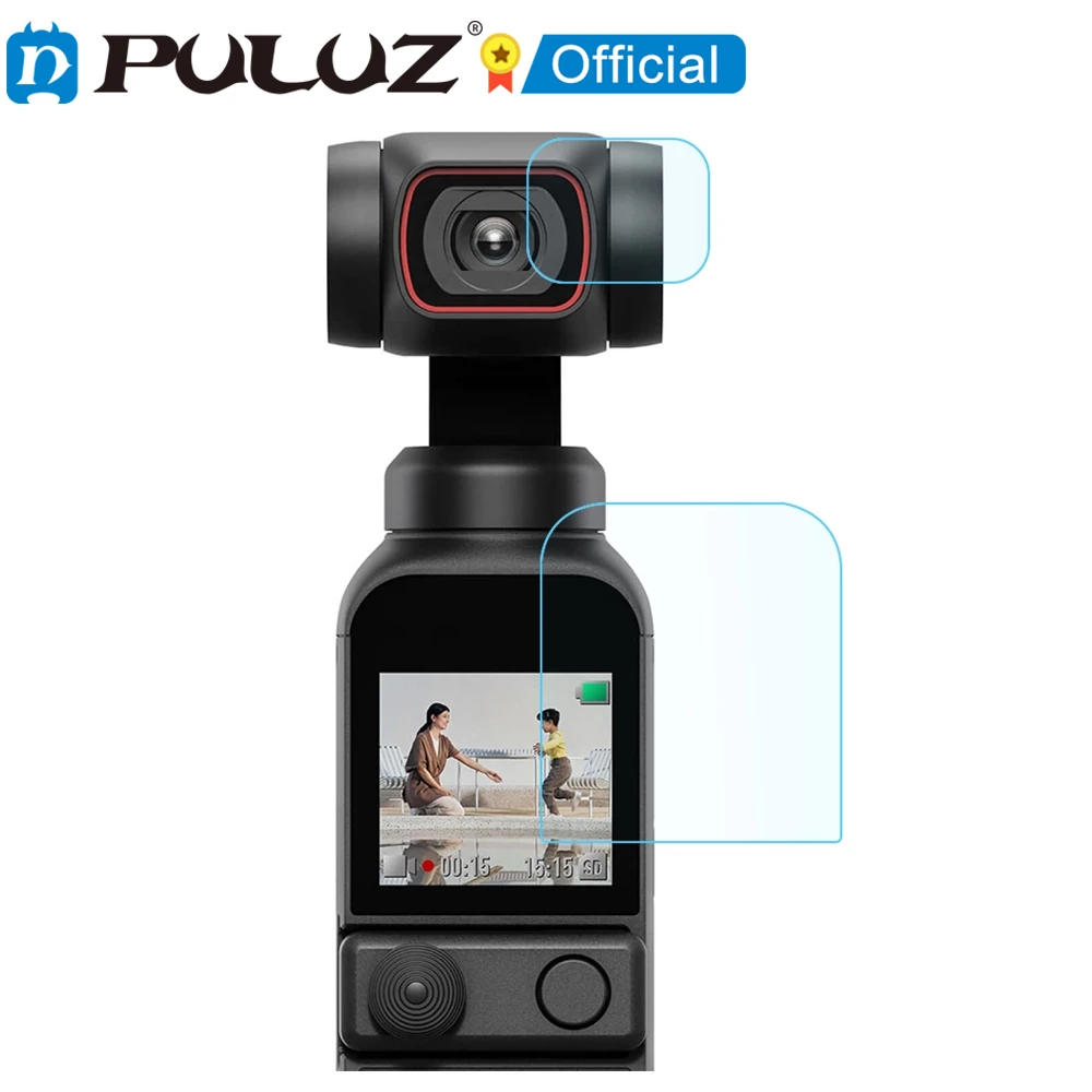 PULUZ-Protector de lente de vidrio templado 9H 2.5D HD + película de pantalla para DJI OSMO Pocket 2, película de vidrio Protector de Pantalla DE LA Cámara