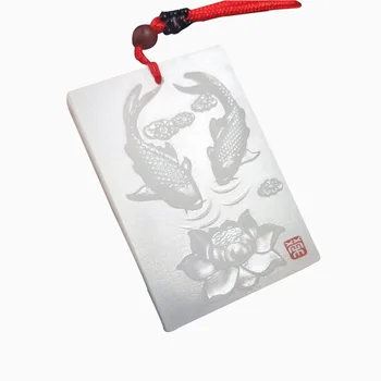 

Natural Double Fish Lotus White Jade Pendant Necklace Drop Shipping Hand-carved Lucky Amulet Lovers Necklace For Men And Women