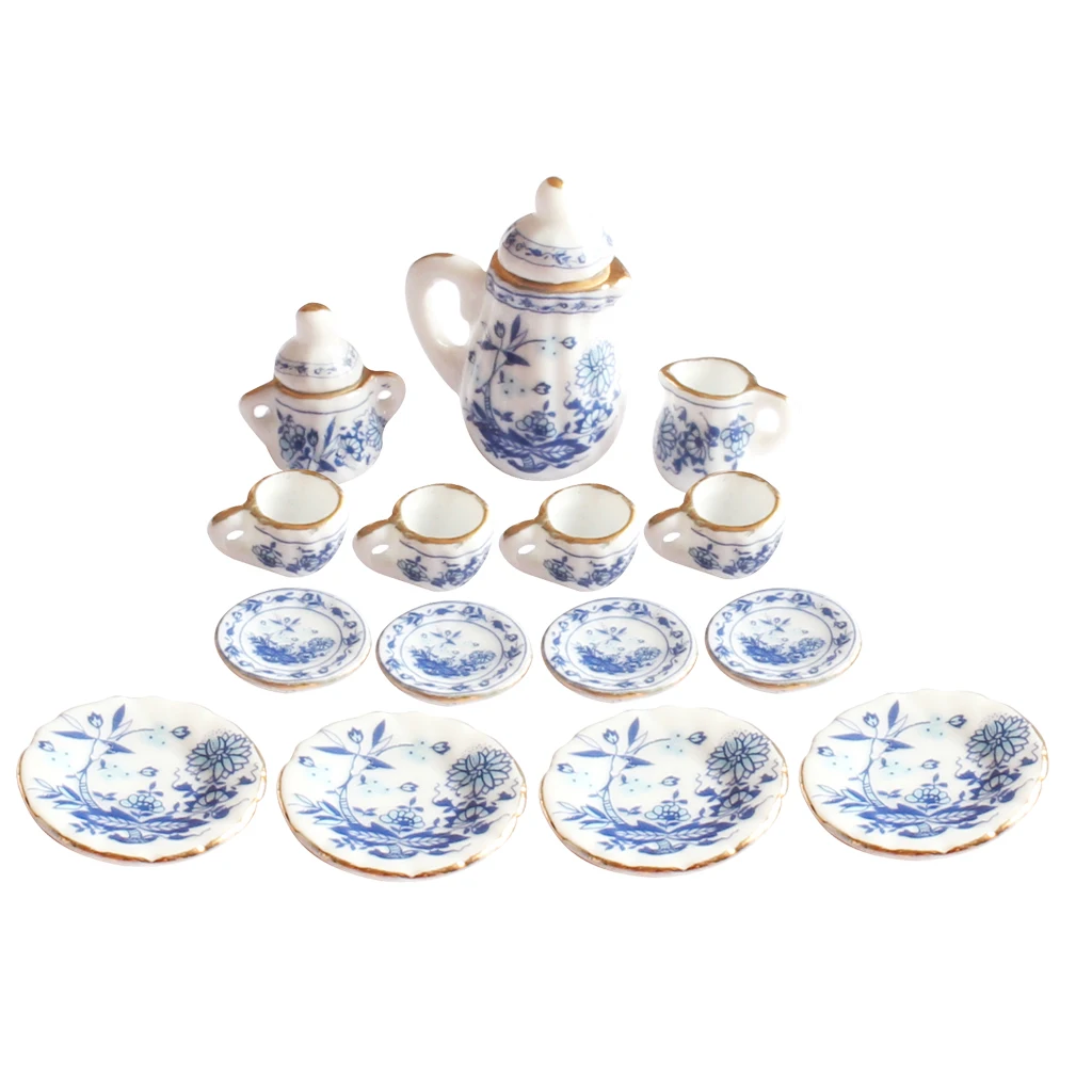 1/12 Dolls House Miniatures Deluxe 8/15/40/46/50pcs China Ceramic Coffee Tea Set