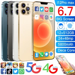 Global Version i12Pro MAX, 6.7-inch Smartphone, 12GB + 512GB, 5800mAh,Face Unlock, Dual SIM, Dual Standby