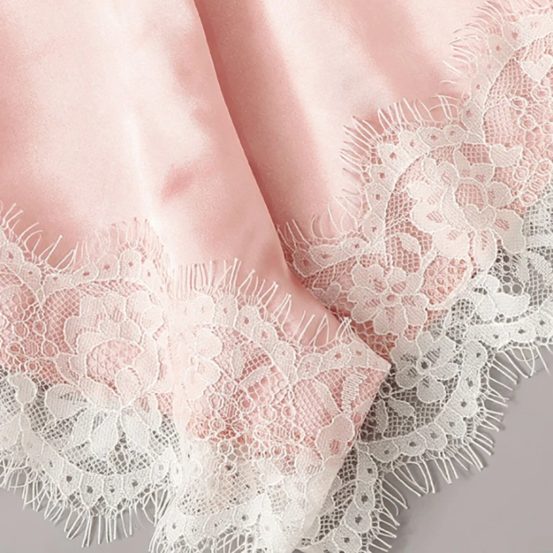 Цветочные Кружева Bralette с атласным нижнее белье-шорты набор женщин летние сексуальные наборы Дамский бюстгальтер и трусики нижнее белье пижамный комплект-розовый