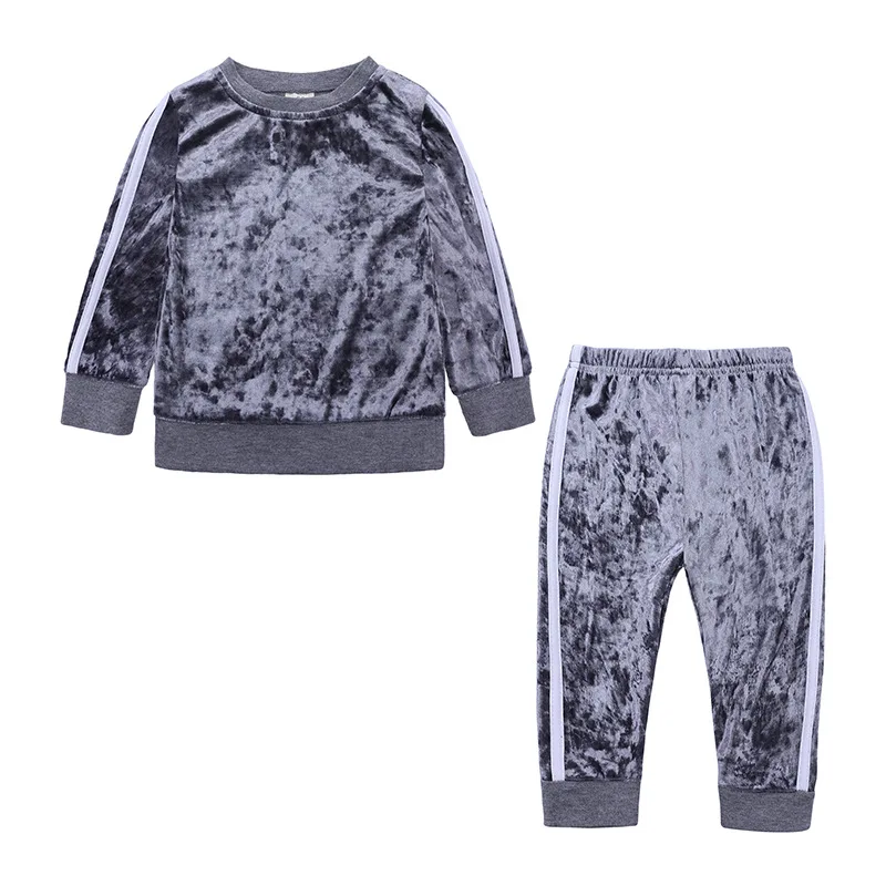 

2Pcs Set Kids Baby Girl Autumn Spring Velvet Long Sleeve Coat Tops Sweatshirt Pants Leggings Tracksuit Clothes High Quality 1-6Y