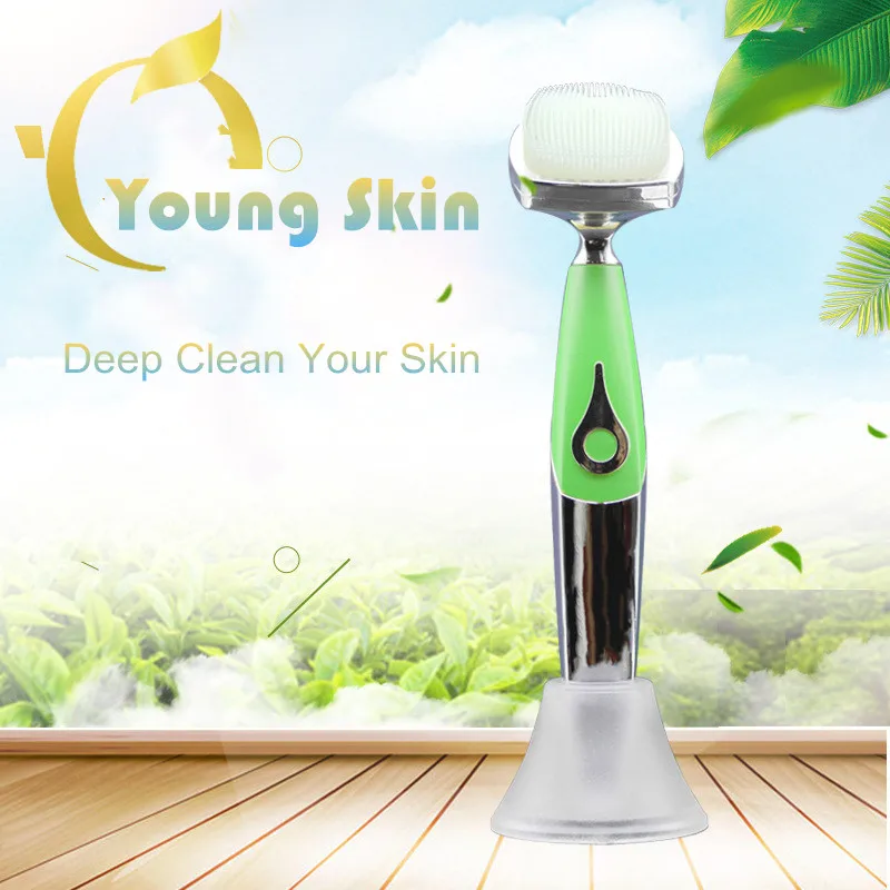 

Electric Silicone Facial Cleansing Brush Portable Face Cleanser Massage Exfoliating Blackhead Washing brush with Place Base