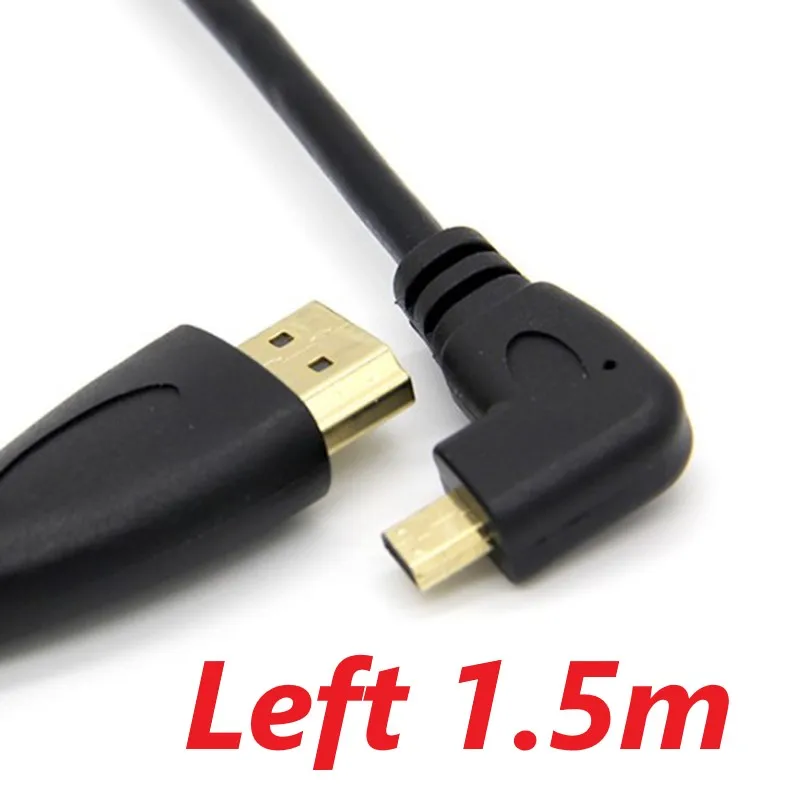 10 шт. микро HDMI кабель угол 90 градусов микро HDMI к HDMI кабель для цифровой камеры и телефонов планшетов - Цвет: Left 1.5m