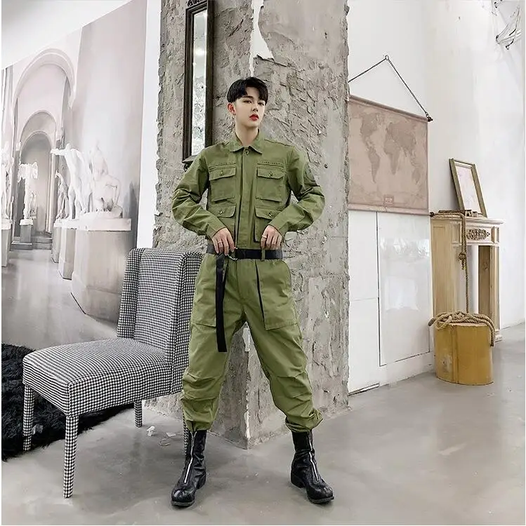 SHENGYUJIN S~ 2XL! Осень Ретро оснастки комбинезон мужские ins тренд брюки хип хоп Свободные Комбинезоны мужской костюм