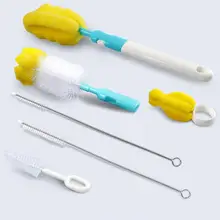 Щетка для детской бутылочки, набор для очистки, губка для сосков, нейлоновая щетка, всасывающая круглая щетка, шесть комплектов принадлежностей для матери и ребенка