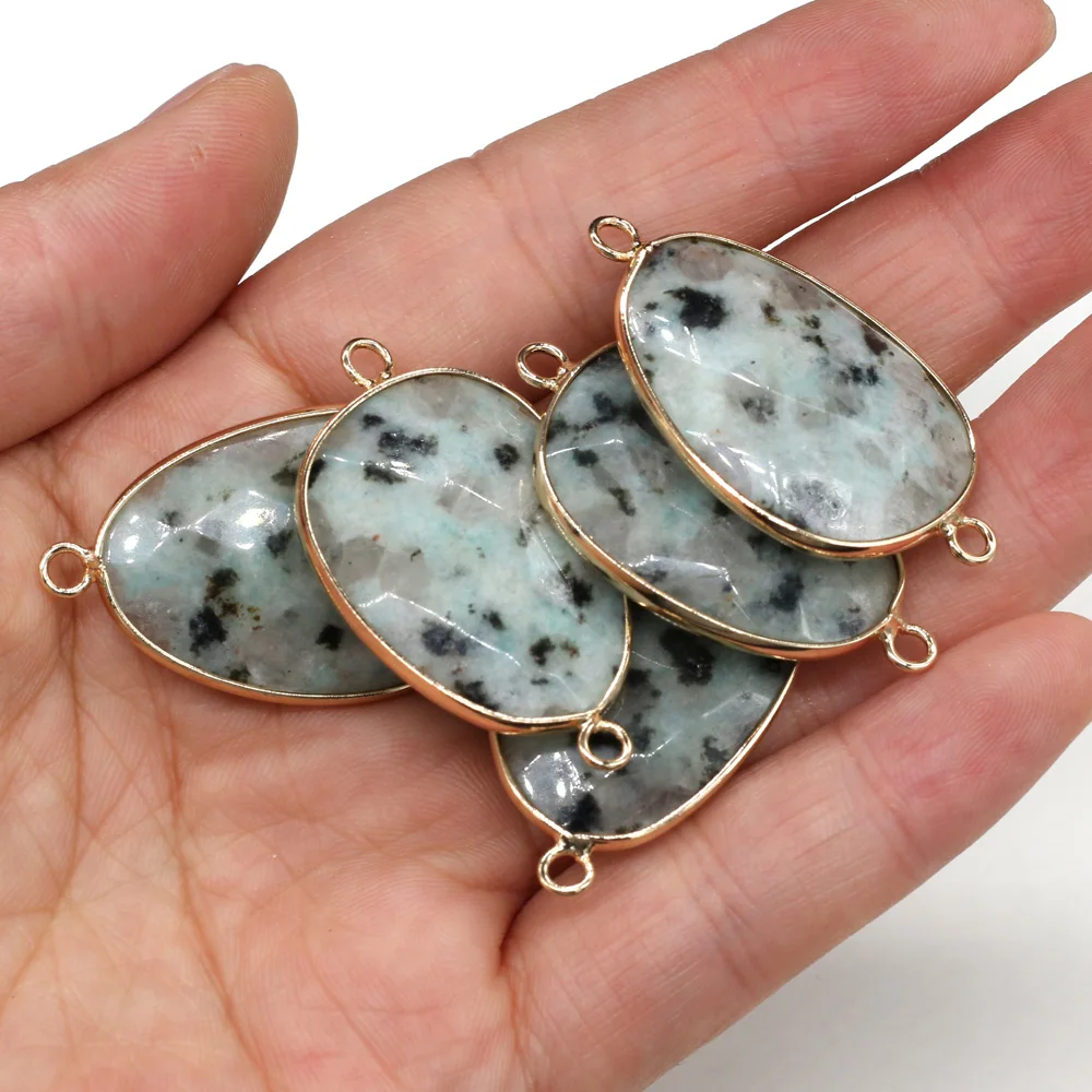 

Natural Stone Water Drop Shape Faceted Blue Damation Jaspers Double Hole Connector Charm for Jewelry Making Necklace Bracelet