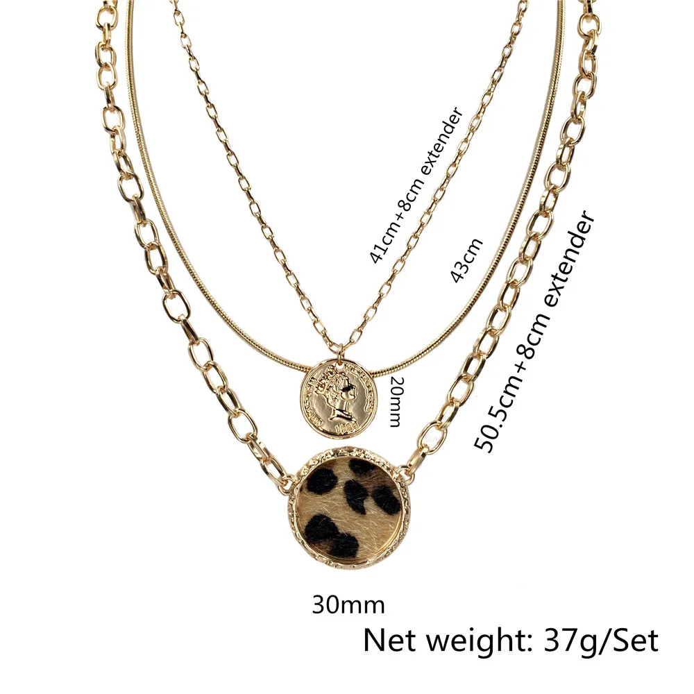 Bijoux femme феминистское монета золотого цвета с леопардовым принтом круглое дисковое змеиное многослойное ожерелье из цепочек для женщин сексуальное классическое великолепное