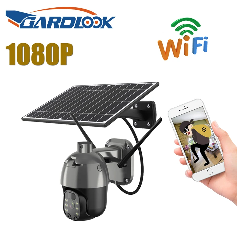 Promo PTZ Solar Wifi Camera IP Security Video Surveillance CCTV 1080P IR Human Detection Outdoor Waterproof  2 Way Audio SD Card Slot
