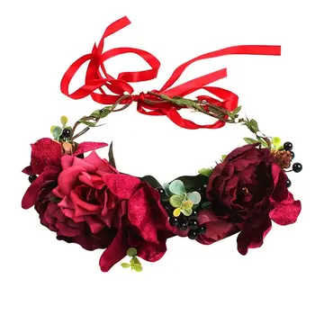 

Bridal Rose Flower Garland Wedding Wreath Crown Floral Headband Wedding Festival Party Female Headpiece Decorations
