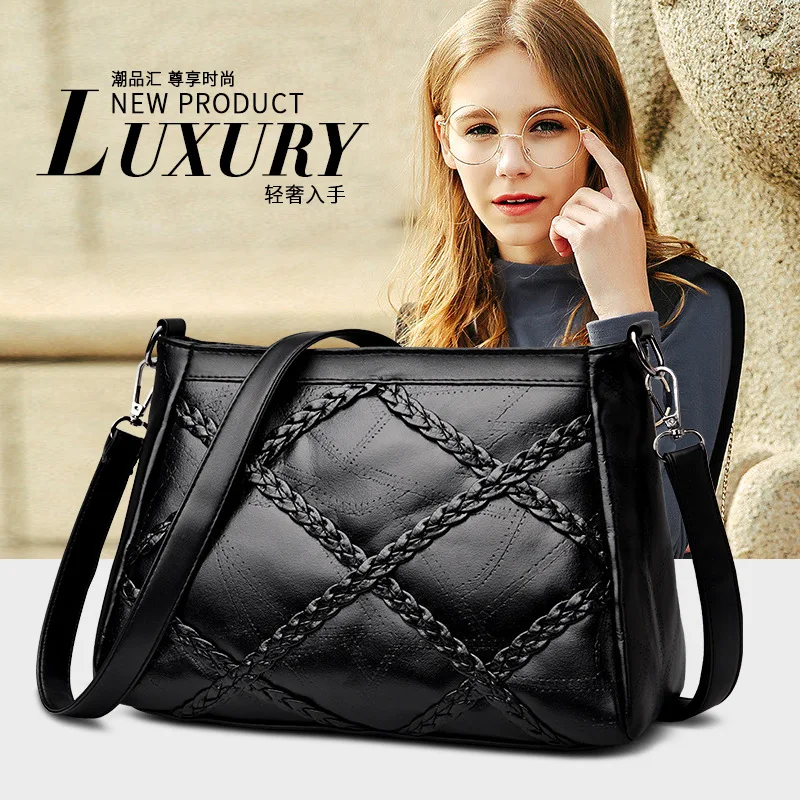 

2018 New Style WOMEN'S Shoulder Bag Fashion Europe And America Cross-body Fight Skin Weaving Braids Shoulder Bag