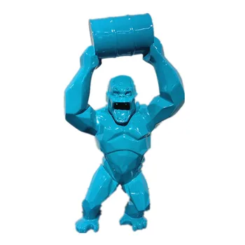 

Height 65cm Big Monkey Statue Lift Bucket King Kong Decoration Gorilla Sculpture FRP Modern Living Room Ornaments X4144