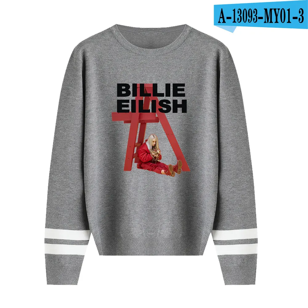 As picture Модные мужские и женские вязаные свитера Billie Eilish весна осень хип хоп свитера пуловеры мужские женские повседневные черные топы - Цвет: As picture