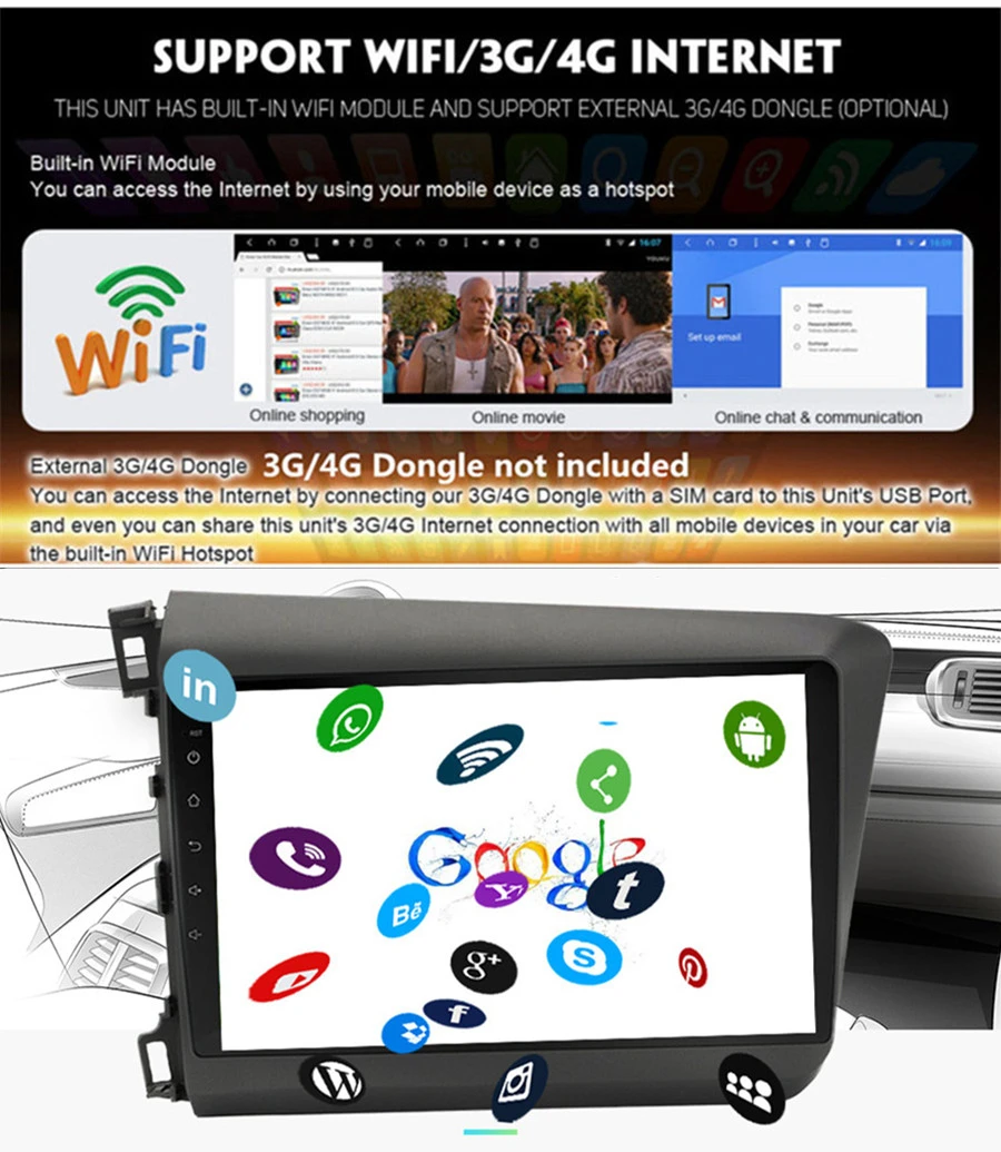 Android 9,1 ram 2 Гб rom 32 ГБ " автомобильный стерео радио gps Wifi для Honda Civic 2012 2013 для левостороннего привода