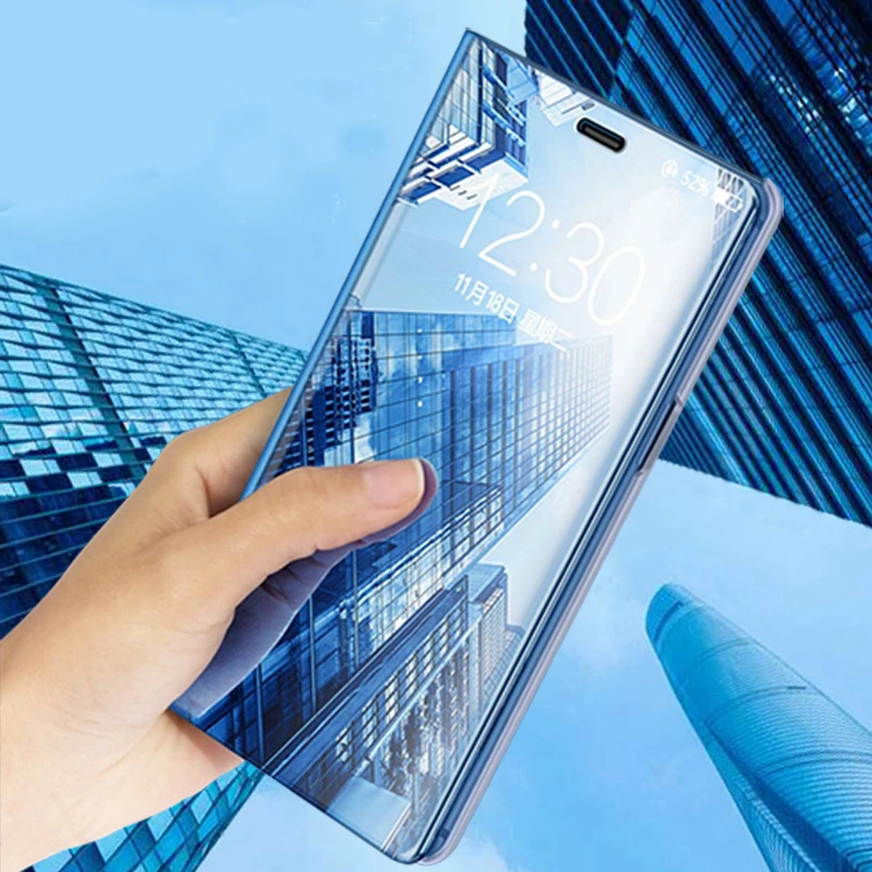 Умный флип чехол для смартфона зеркальный подходит к моделям Samsung Galaxy S8 S9 Plus S10 S10e