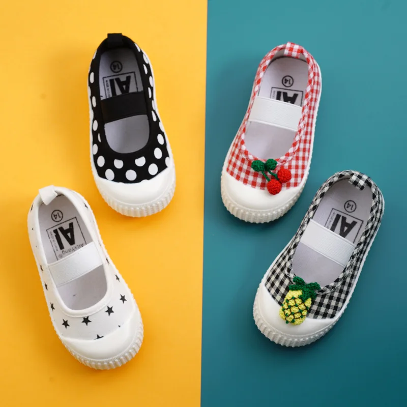 Special Offers Canvas Shoes Spring Toddler Cherry Childen Girls Kids Summer Flats Baby Square Fruit-Polka-Dot oRKelVwmR