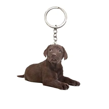 

Labrador Dog Acrylic Cute Keyring Animal Sit charms Not 3D Dogs Keychain Men Car Key Chain Ring Gifts for Women Keyring