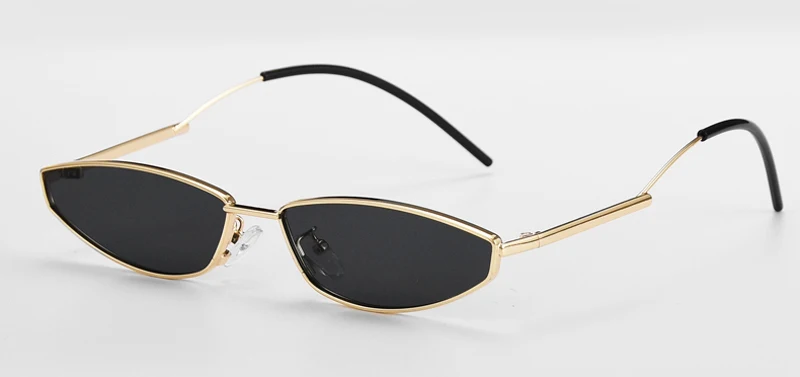 gold with black Peekaboo, женские маленькие солнцезащитные очки, кошачий глаз, красные, оранжевые,, золотые, металлические, солнцезащитные очки, мужские, Ретро стиль, летние аксессуары, uv400 - Цвет линз: gold with black