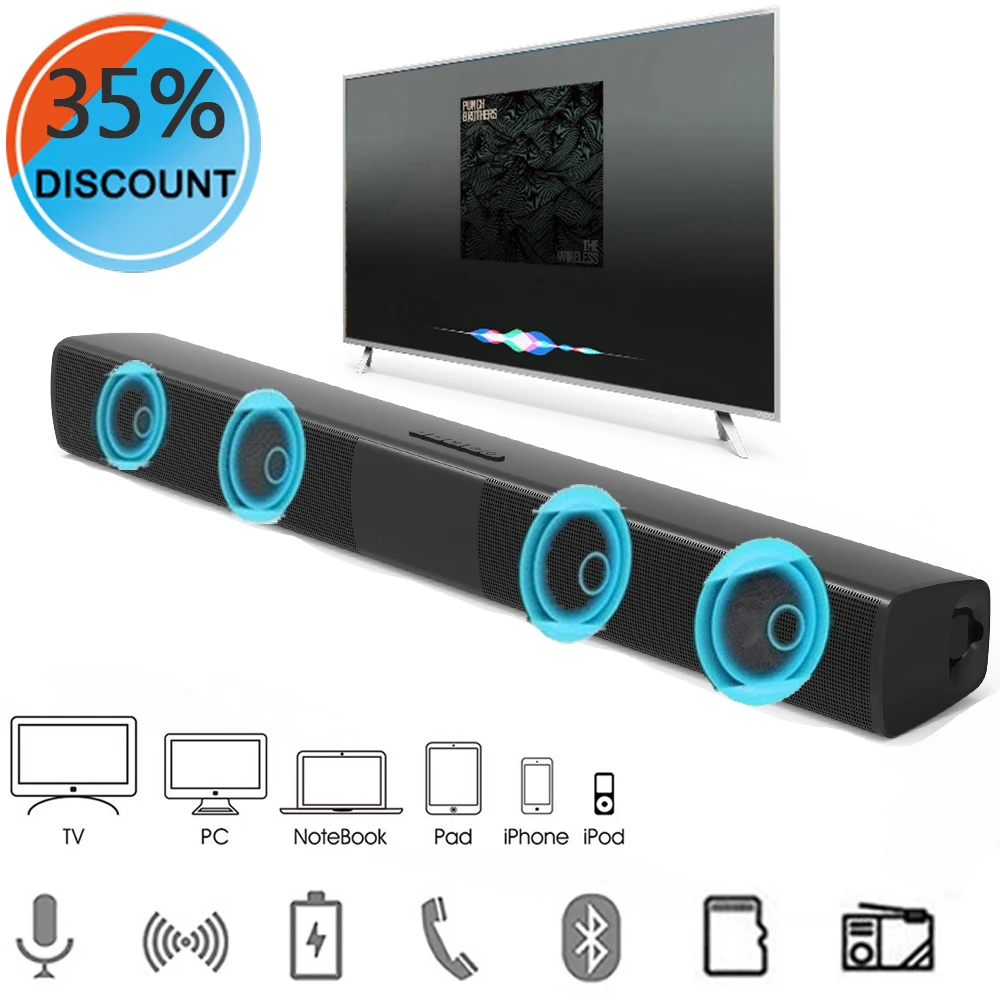 20 Вт Беспроводные Bluetooth стерео колонки Hifi домашний кинотеатр тв Саундбар