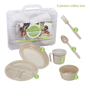 

12Pcs Picnic Camping Outdoor Reusable Outdoor Tableware Dishes Set for Hiking Traveling Convenient Travel