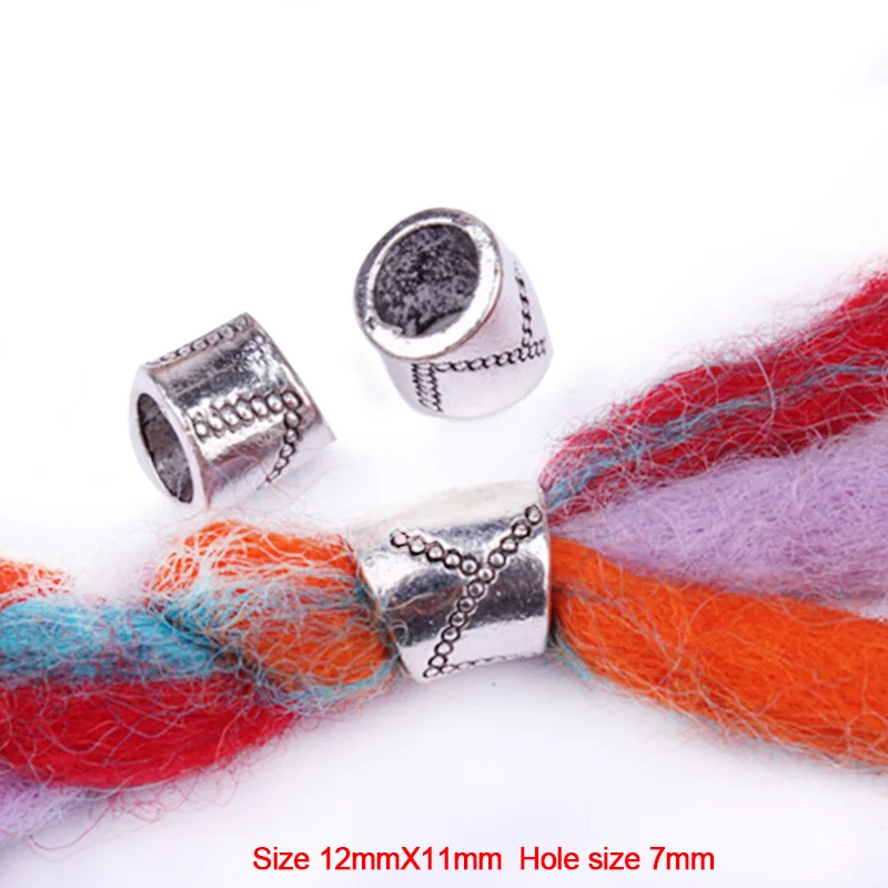 10PCS Metal  Rune Viking Hair Braid Dread Beard Dreadlock Beads Rings Hollow FLtube Accessories
