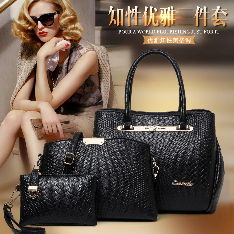 

2019 New Style Elegant Three-piece Set Europe And America Trend of Fashion Shoulder Hand Weave Pattern WOMEN'S Bag