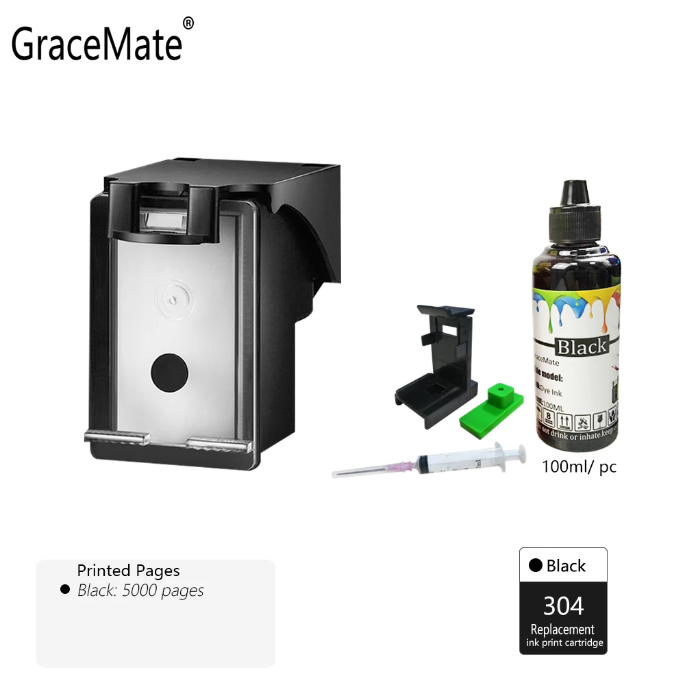 GraceMate 304 совместимый картридж с чернилами для hp 304 для 2620 2630 2632 3700 3720 3730 3732 5010 5020 5030 5032 5034 5052 принтер - Цвет: Ink Cartridge 304