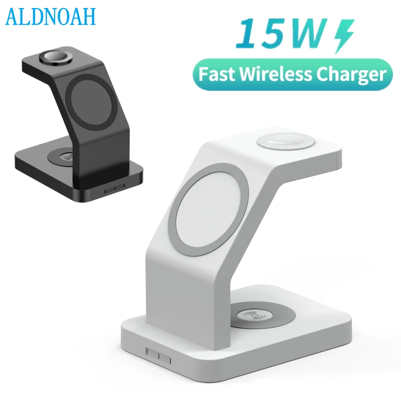 15W Magnetic Wireless Charger Stand 4 in 1 QI Fast Charging Dock Station For iPhone 13 12 Pro Max Mini Apple Watch 7 Airpods Pro iphone charging pad Wireless Chargers
