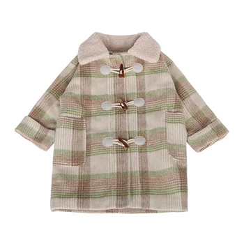 

WLG girls winter fashion coats kids thick plaid long style outerwear baby girl warm clothes 2-7 years
