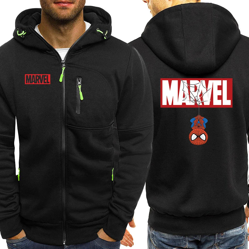 Marvel, Человек-паук, мужские толстовки, осень,, мужские куртки на молнии, повседневное пальто, хип-хоп, толстовка с капюшоном, Мужская модная уличная одежда - Цвет: black6