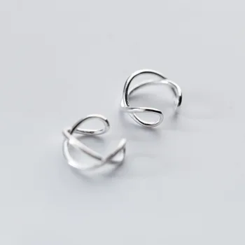 

100% 925 Sterling Silver Hollow Twist Ear Cuff Clip on Earrings For Women Girl Without Piercing Earrings Jewelry