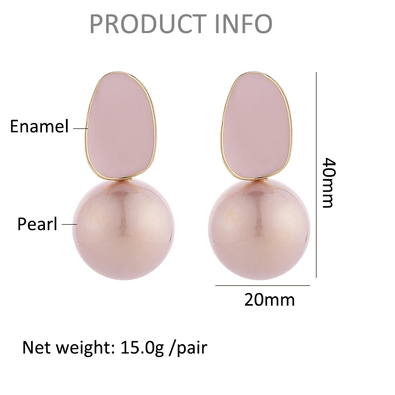 Fashion Fine Enamel Pearl Drop Clip on Earrings Big Geometric Elegant No Pierced Women Jewelry Valentine's Day Gift
