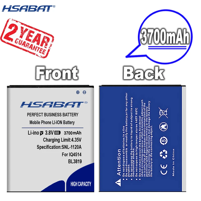 Новое поступление [HSABAT] 3700mAh BL3819 Сменный аккумулятор для FLY IQ4514 Quad EVO | Мобильные