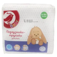 Трусики-подгузники Auchan Красная птица, junior(12-18 кг), 4+ размер, 20 шт