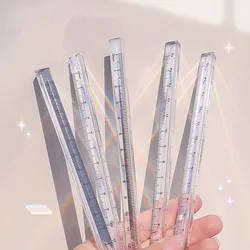 Transparente régua tridimensional estudantes papelaria triangular desenho ferramentas de medição multifuncional material escolar