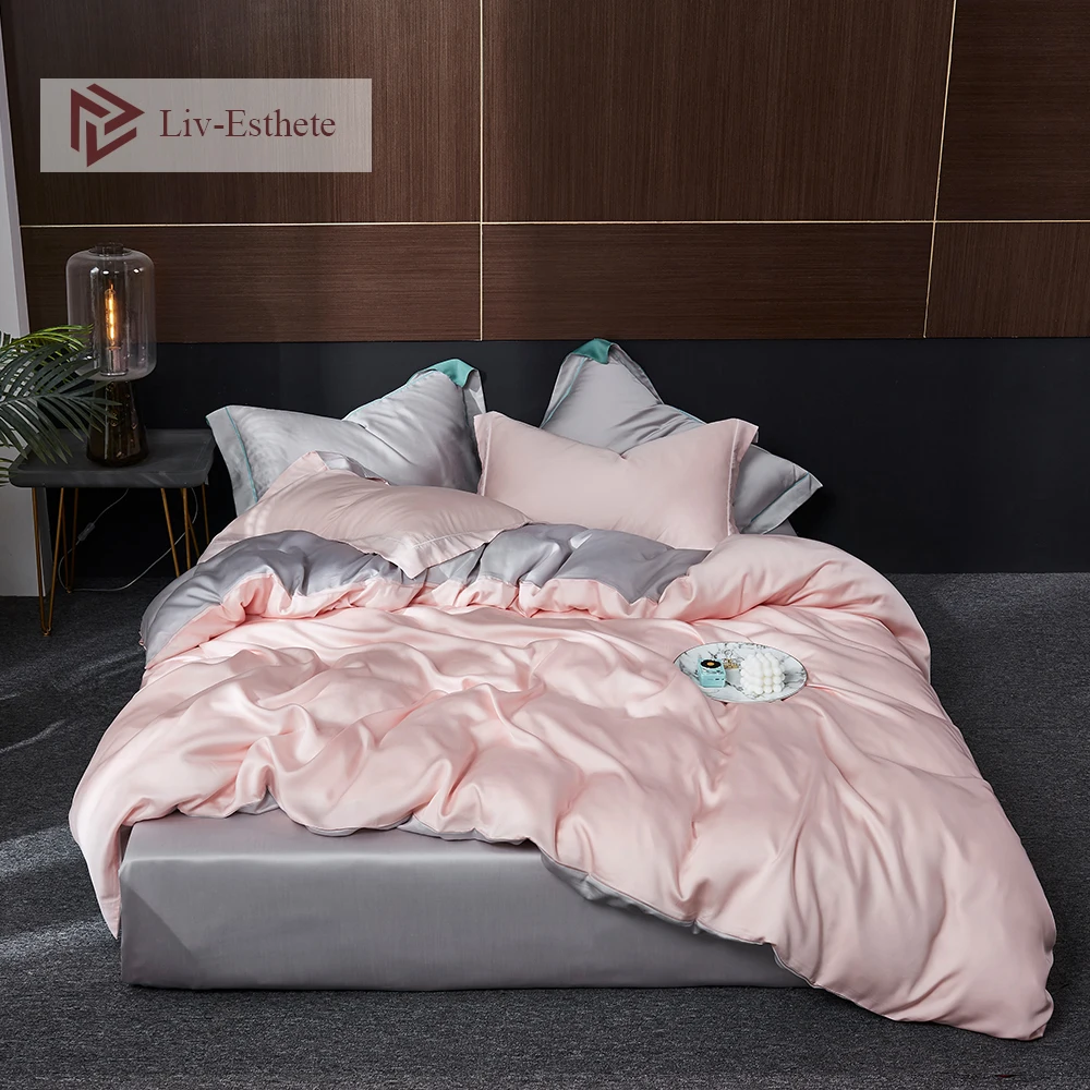 Liv Esthete элегантный розовый комплект постельного белья из 100% шелка женский