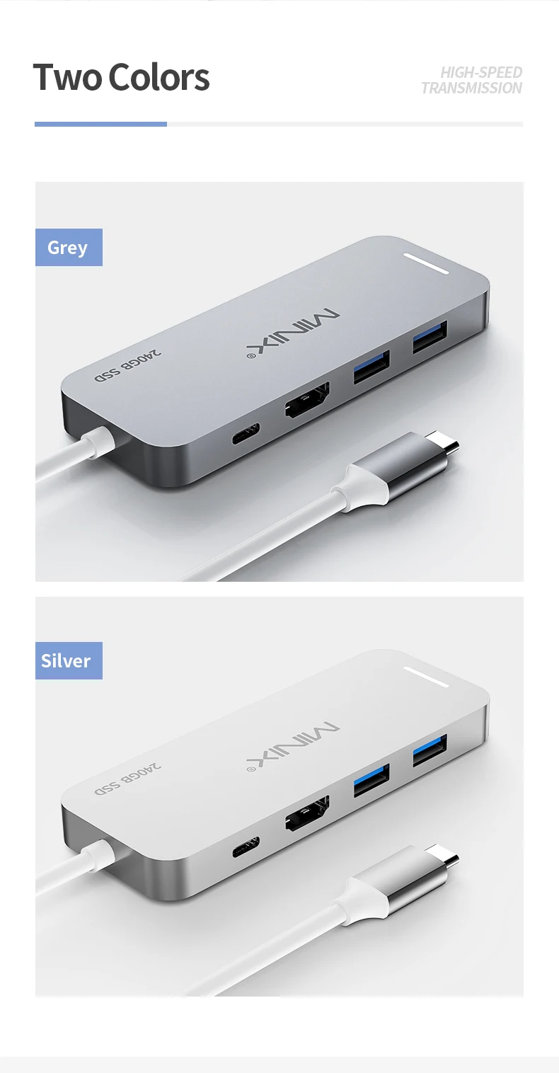 MINIX NEO C-S2 usb-хаб USB-C многопортовый Накопитель SSD type C концентратор HDMI USB 3,0 120G/240G Высокоскоростная передача все в одном для MacBook
